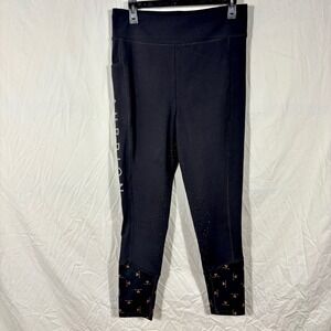 Shires Aubrion Women's Porter Winter Knee Patch Riding Tights Black Equestrian
